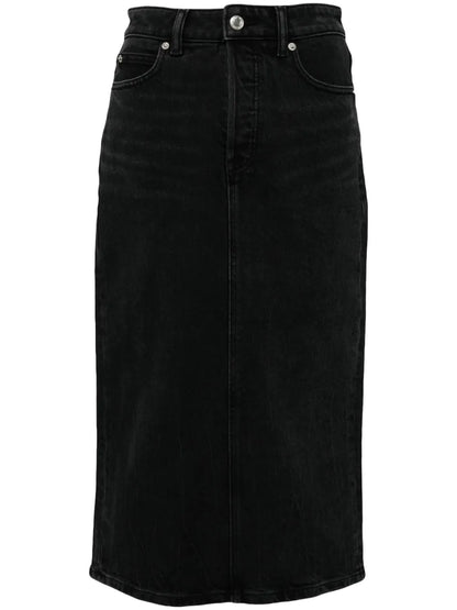 Appliqué Denim Midi Skirt