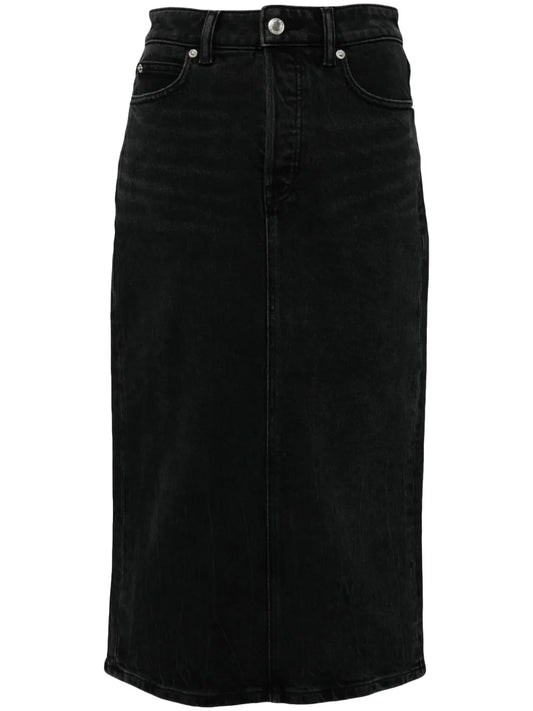 Appliqué Denim Midi Skirt