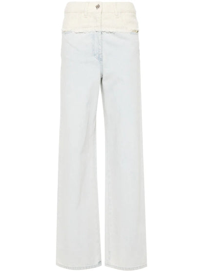 4G Liquid-Button Tweed-Panel Jeans