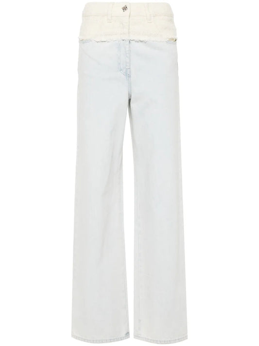 4G Liquid-Button Tweed-Panel Jeans