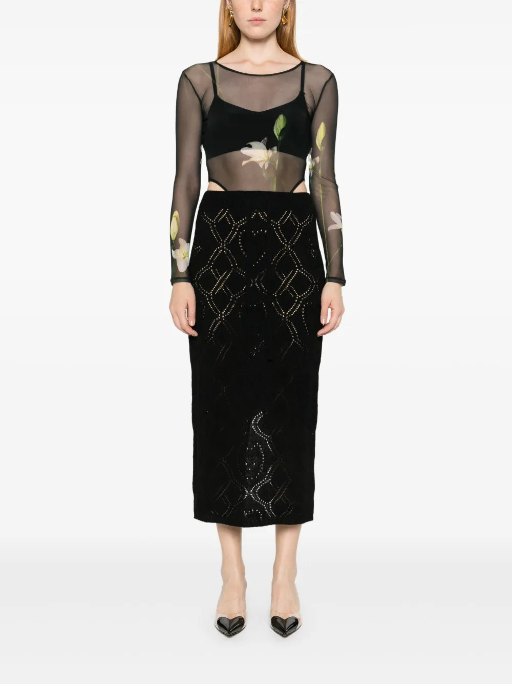 Pointelle-Knit Skirt