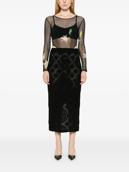 Pointelle-Knit Skirt