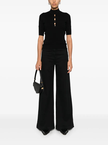 Cut-Out Stud-Detail Sweater