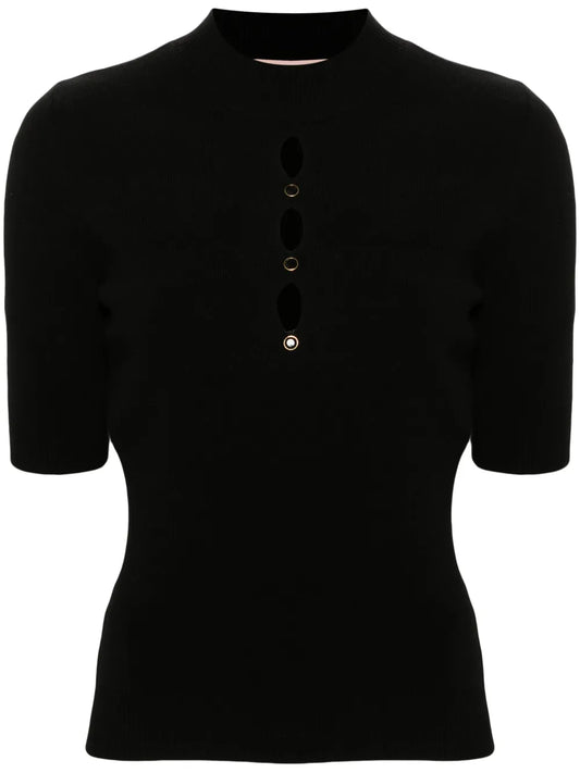 Cut-Out Stud-Detail Sweater