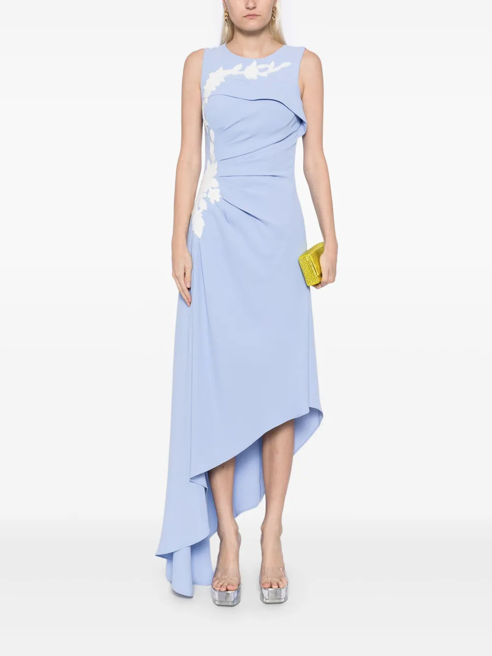 Gathered Crepe Asymmetric Dress
