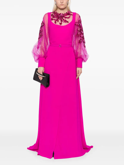 Bead-Embellished Crepe Gown