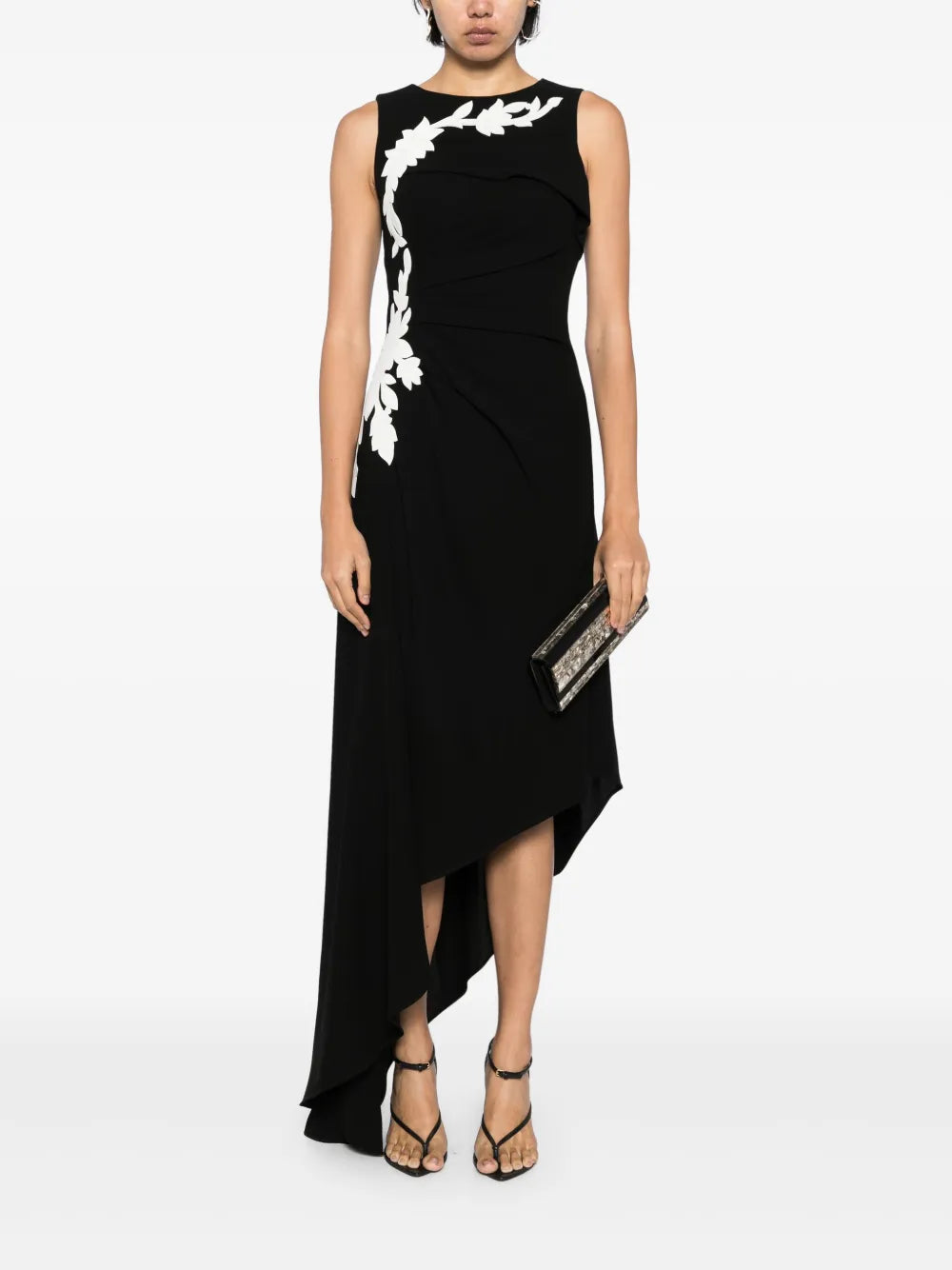 Embroidered Crepe Gown