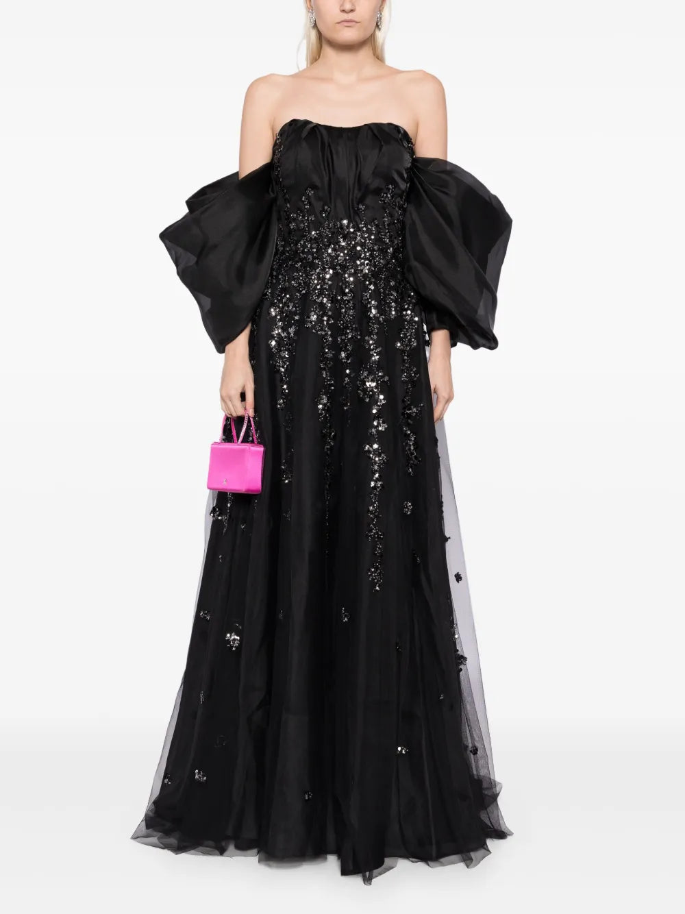 Bead-Embellished Organza Gown