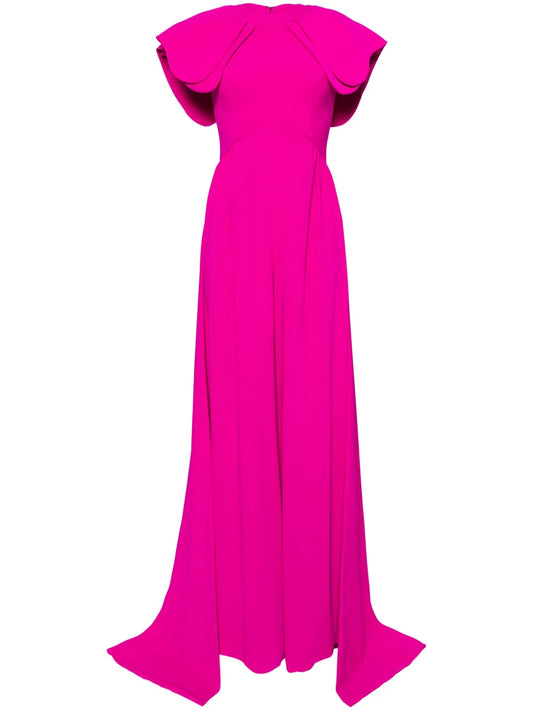 Crepe Jumpsuit With Back Overskirt