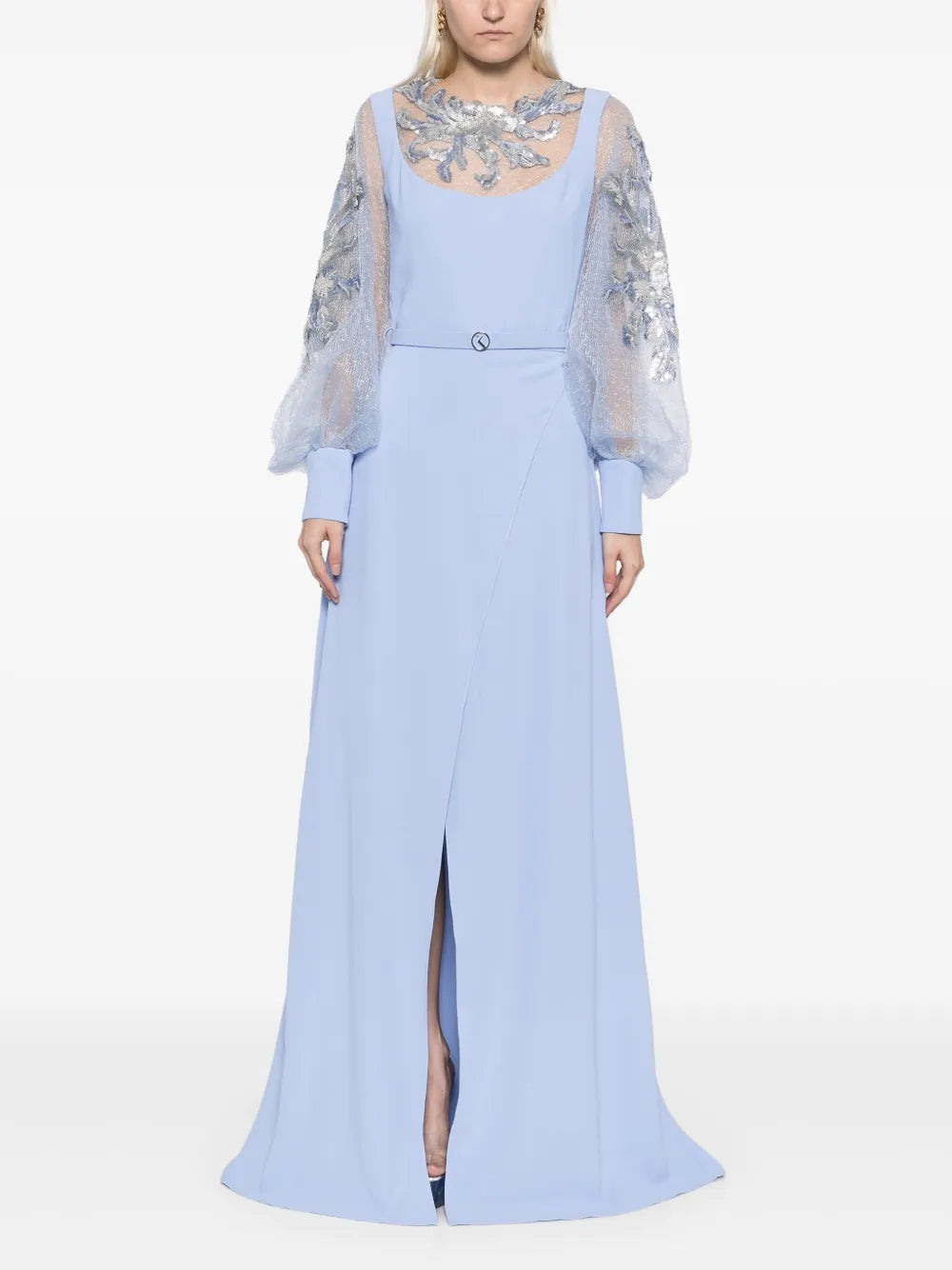 Bead-Embellished Crepe Gown
