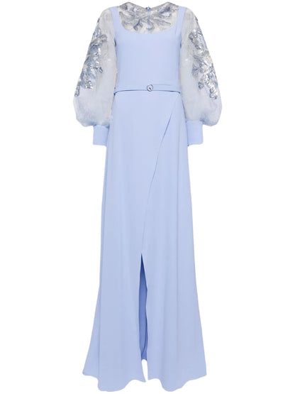 Bead-Embellished Crepe Gown