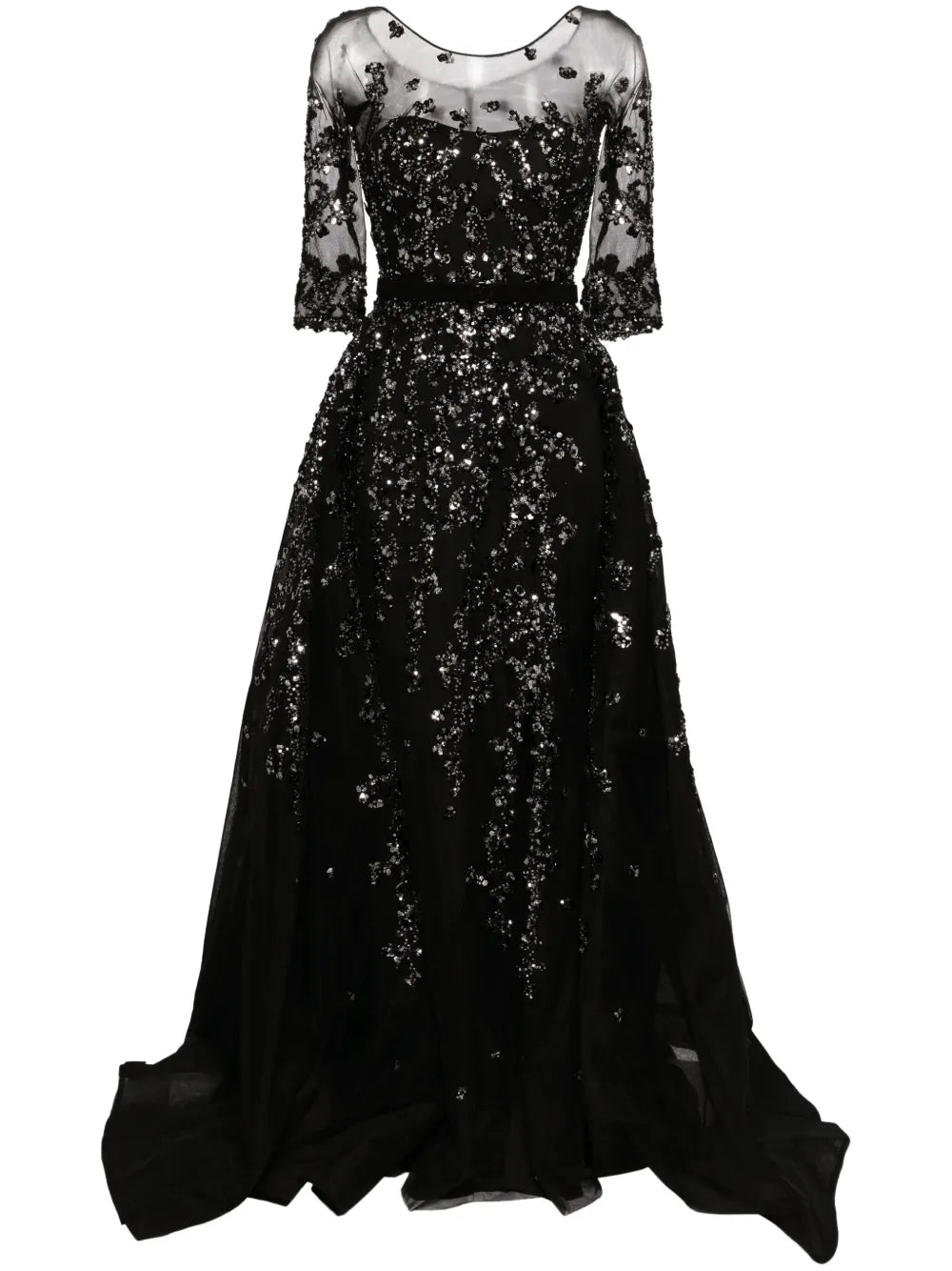 Sequin-Embellished Tulle Gown