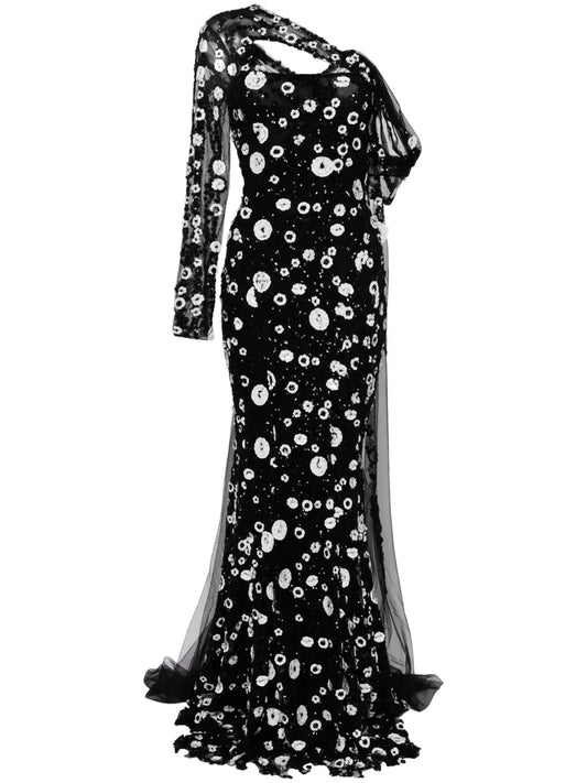 Sequin-Embellished Tulle Gown