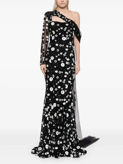 Sequin-Embellished Tulle Gown
