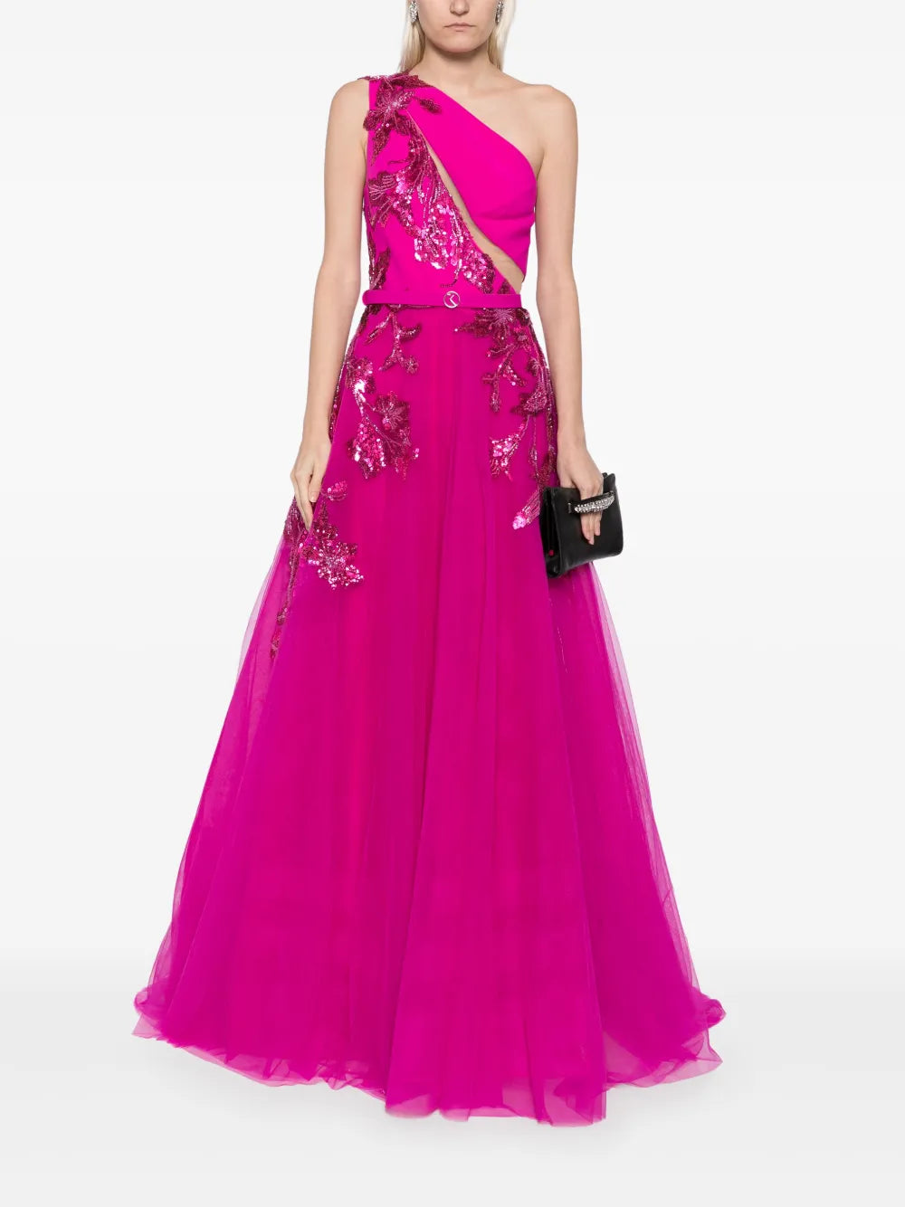 One-Shoulder Beaded Gown