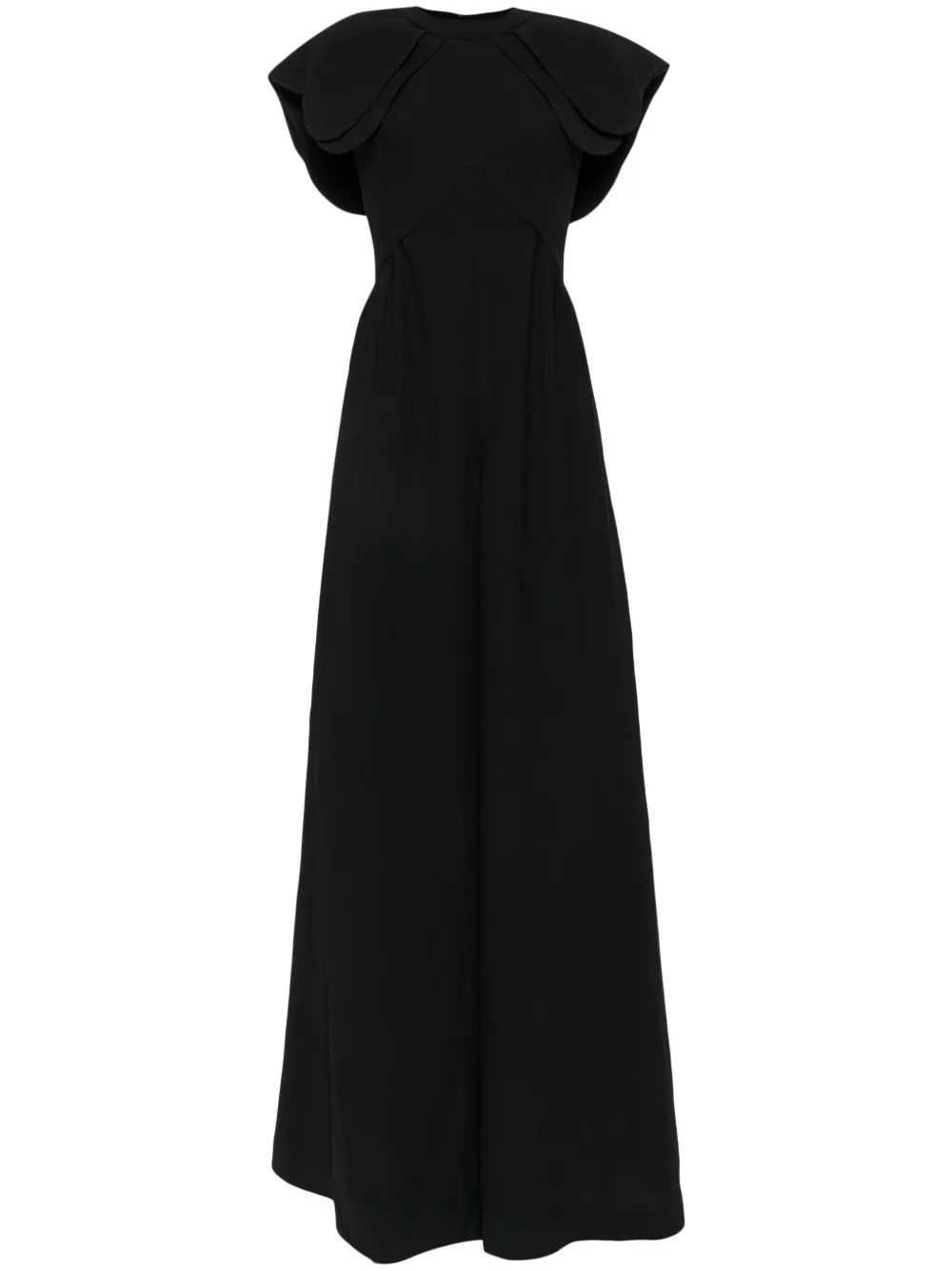 Crepe Jumpsuit With Back Overskirt