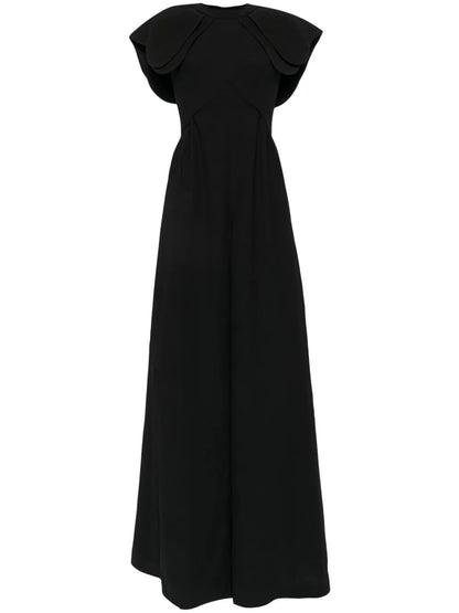 Crepe Jumpsuit With Back Overskirt