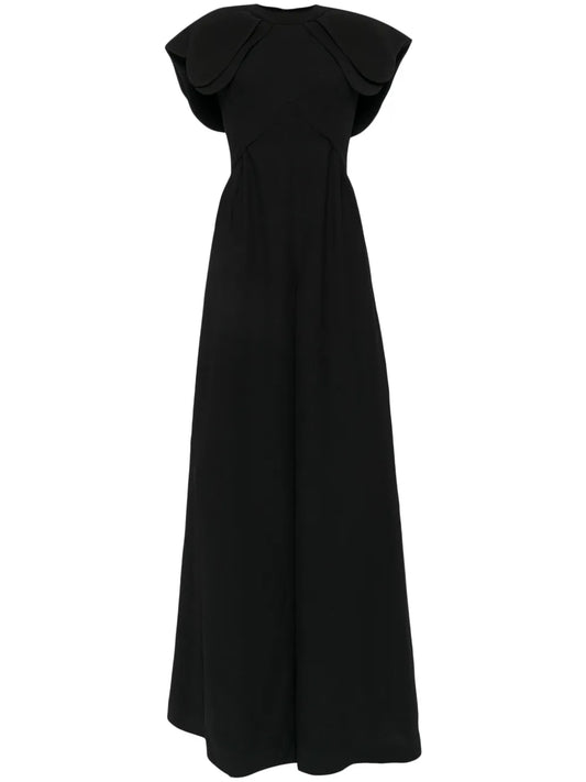 Crepe Jumpsuit With Back Overskirt