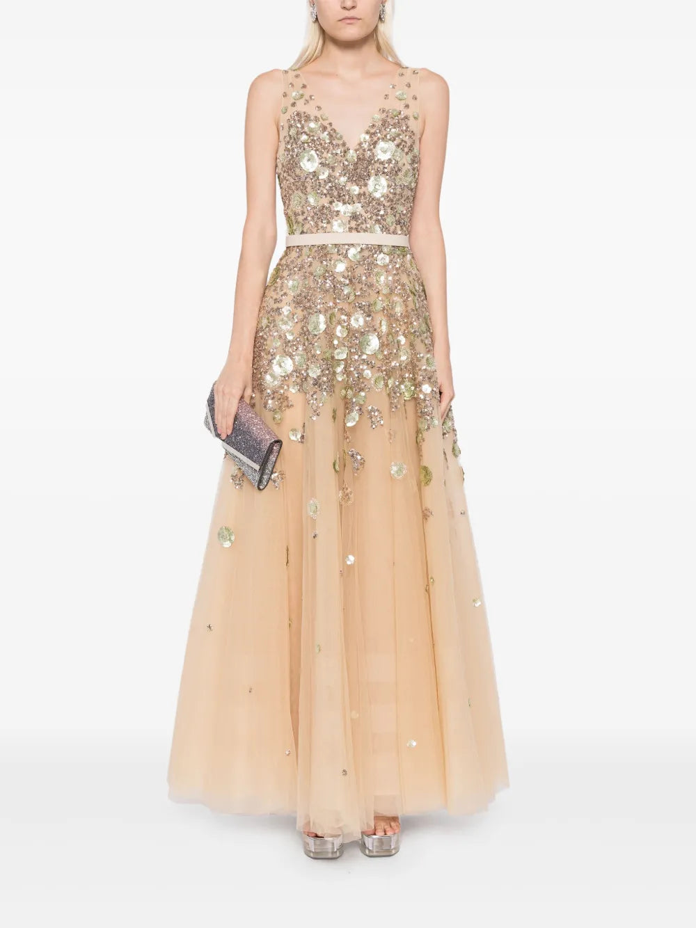 Beaded Tulle Gown
