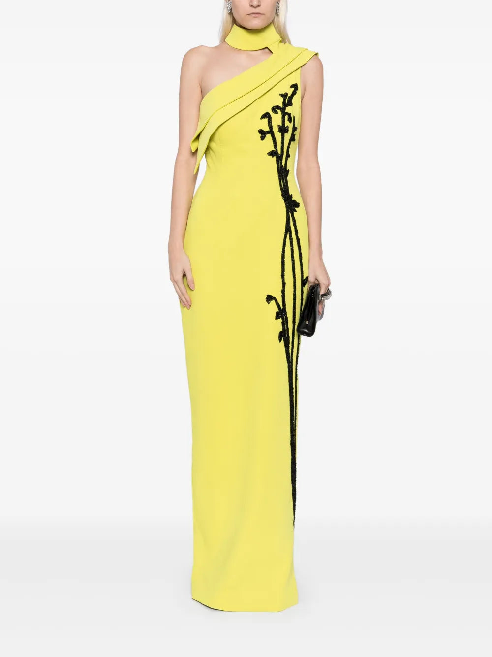 Bead-Embellished One-Shoulder Gown