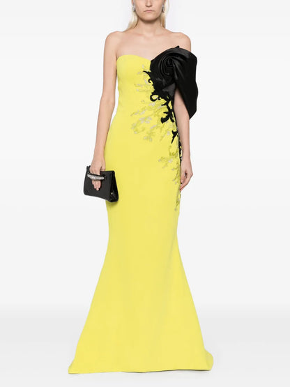 One-Shoulder Embroidered Gown