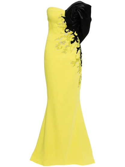 One-Shoulder Embroidered Gown