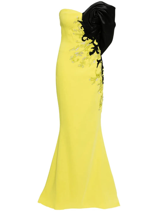 One-Shoulder Embroidered Gown