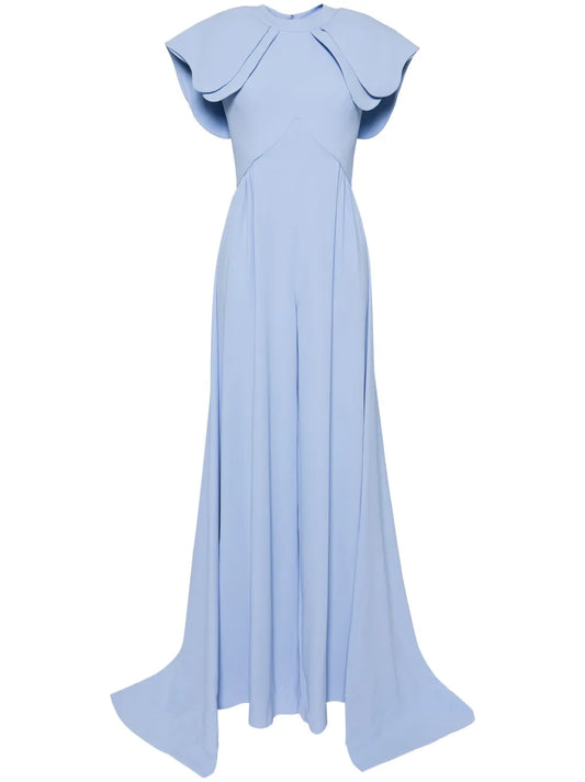 Crepe Jumpsuit With Back Overskirt