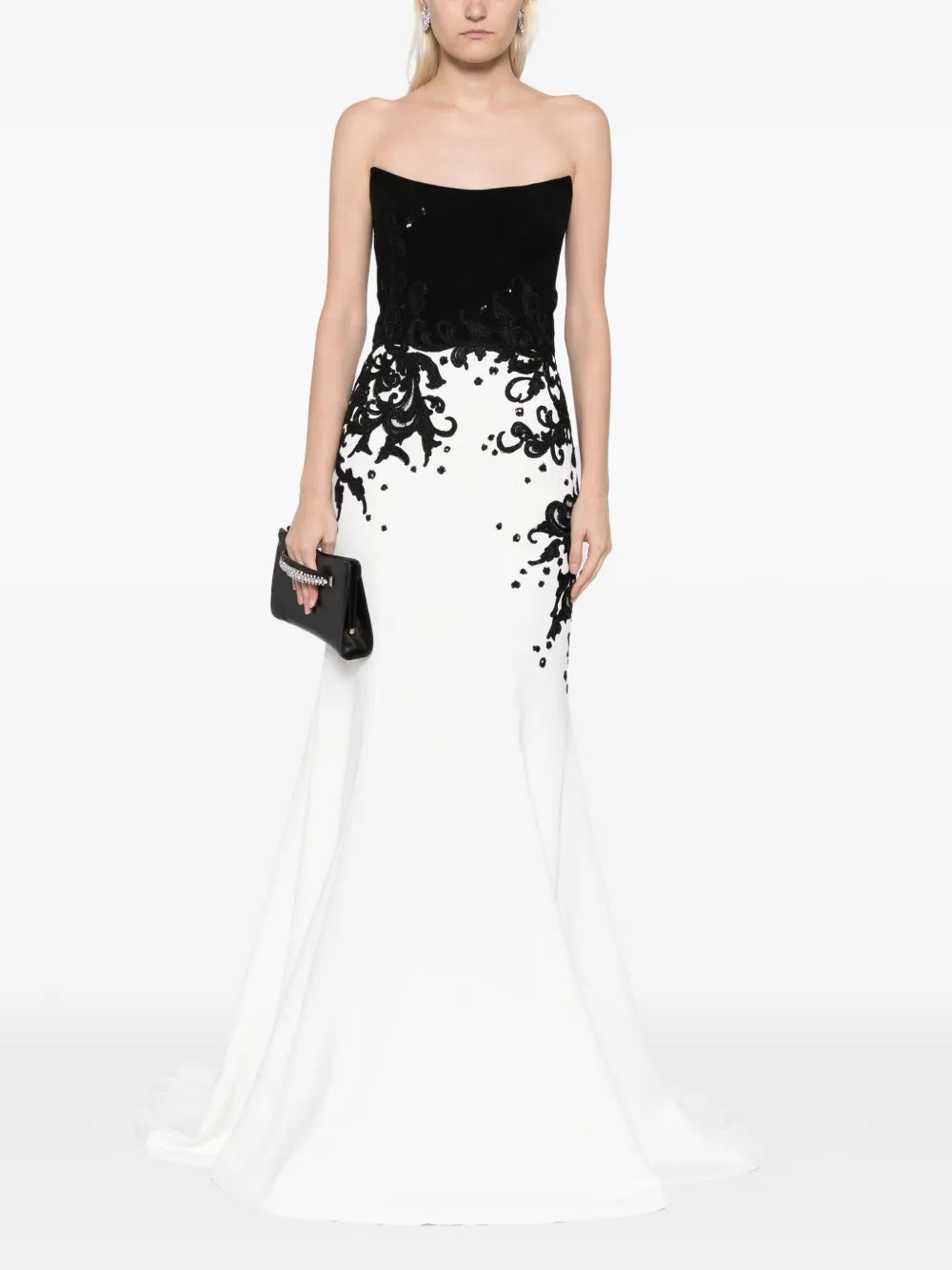 Embroidered Crepe Mermaid Dress