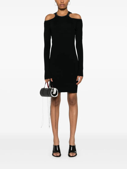 Stud-Embellished Mini Dress