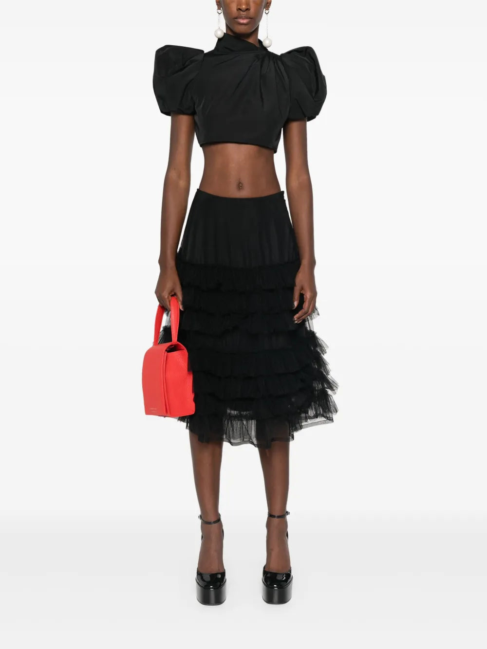 Puff-Sleeve Cropped Top