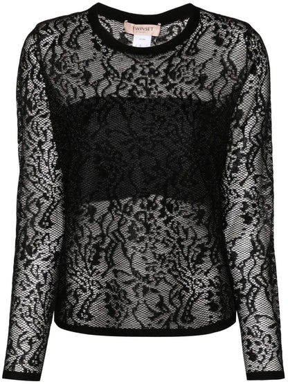 Lace-Effect Jacquard Top
