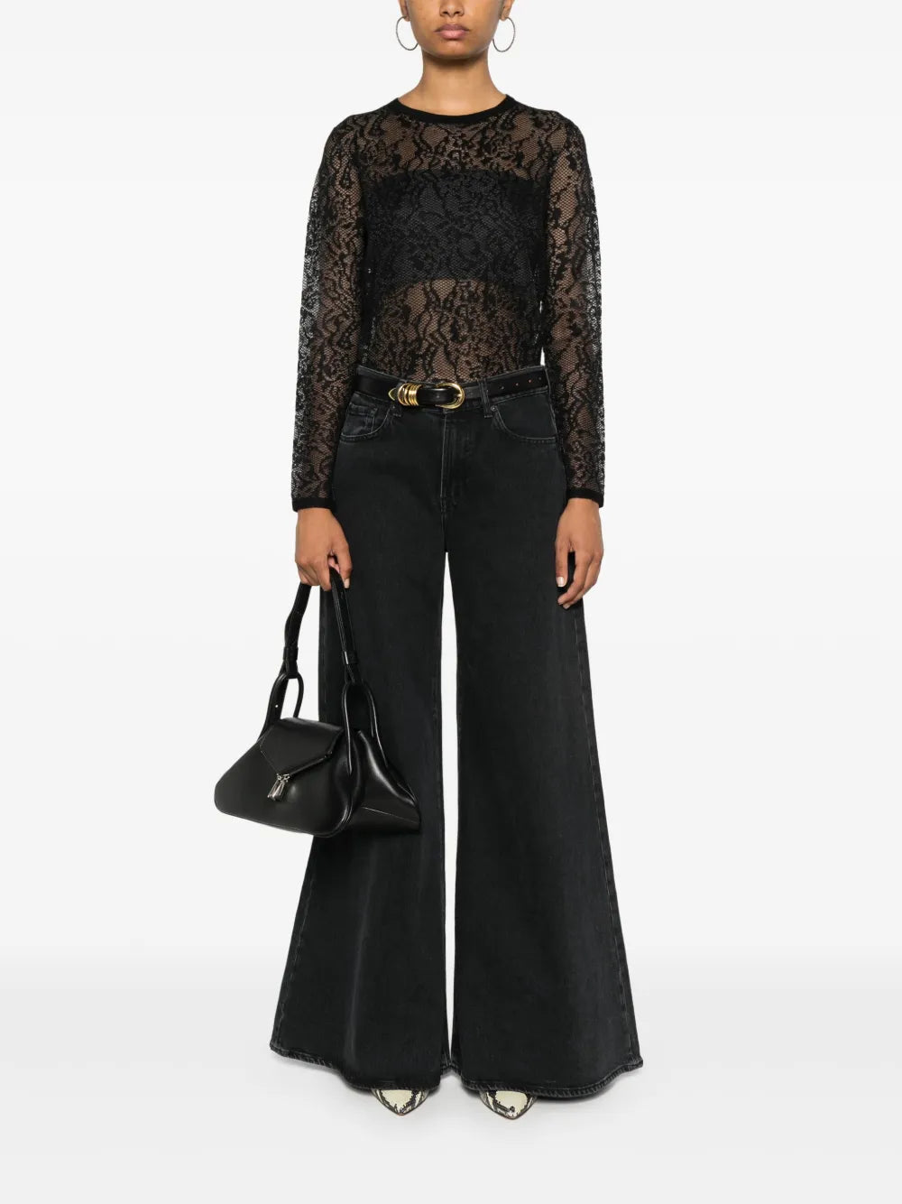 Lace-Effect Jacquard Top