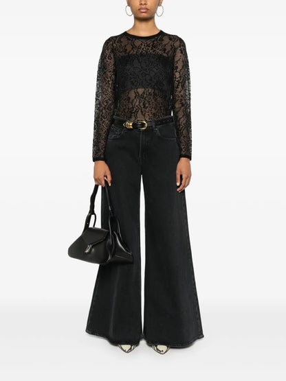 Lace-Effect Jacquard Top