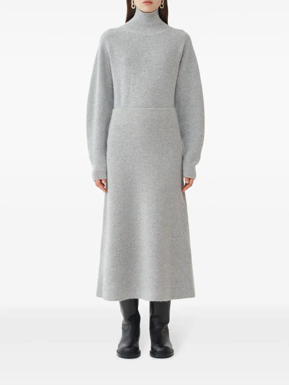 Ribbed-Knit Midi Skirt