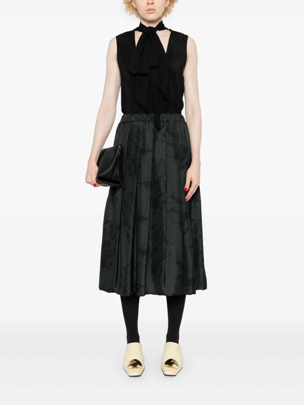 Graphic-Print Midi Skirt