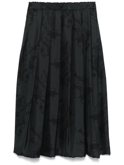 Graphic-Print Midi Skirt