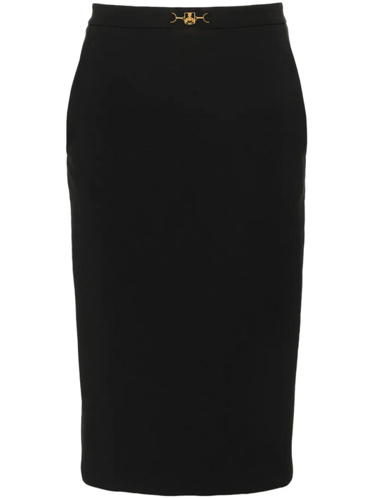 Logo-Plaque Pencil Midi Skirt