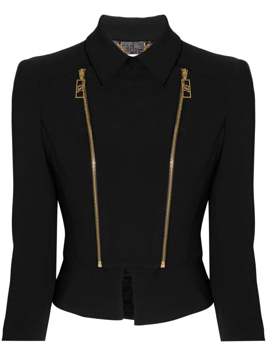 Zip-Detail Peplum Jacket