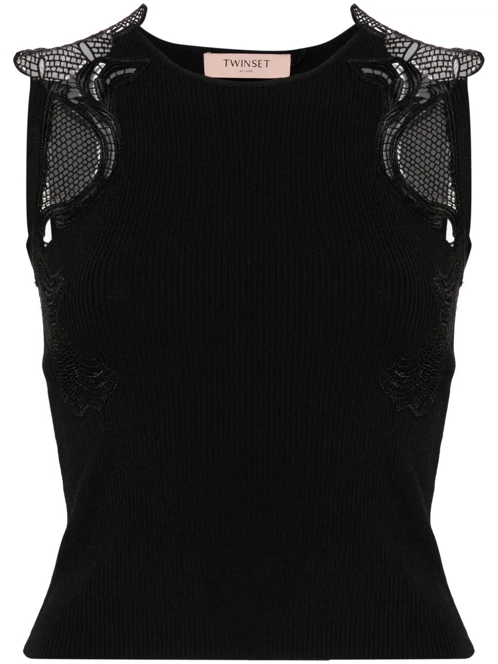 Lace-Detail Ribbed-Knit Top