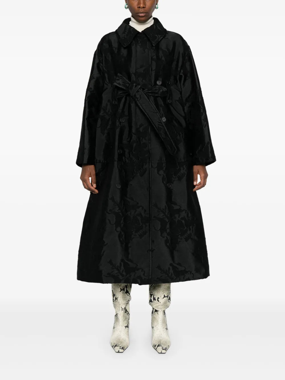 Floral-Jacquard Coat