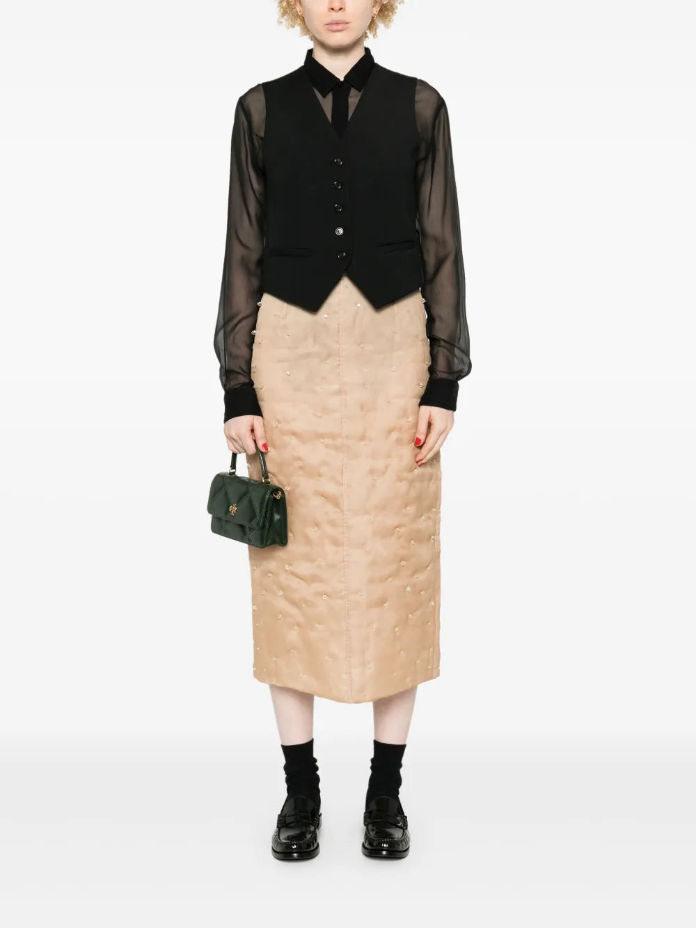 Bead-Detailing Midi Skirt