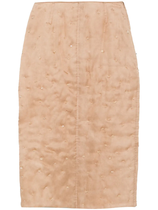 Bead-Detailing Midi Skirt
