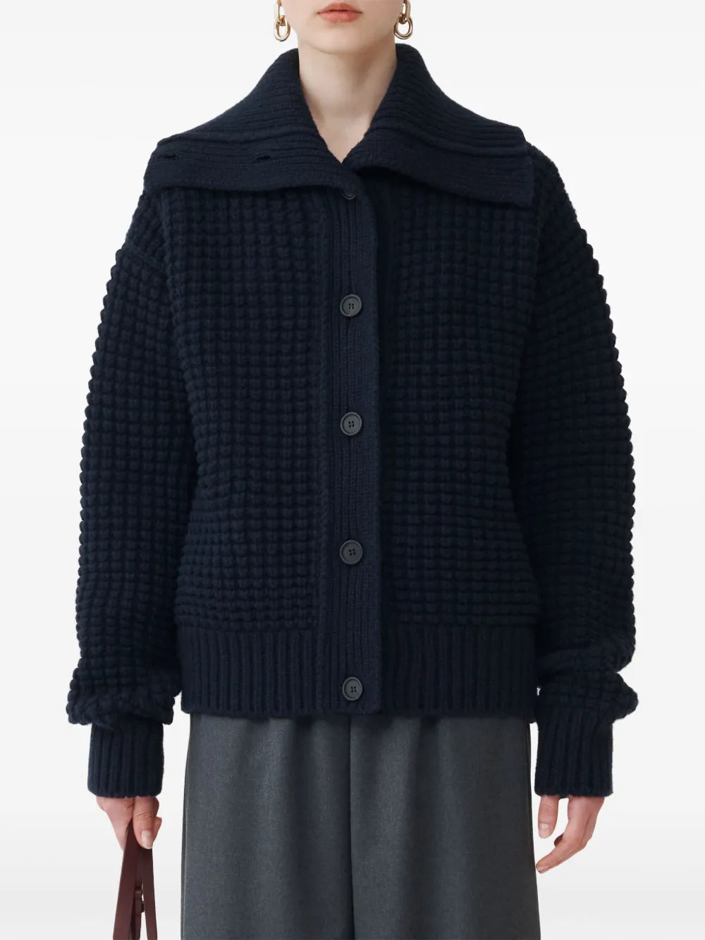 Waffle-Knit Cardigan