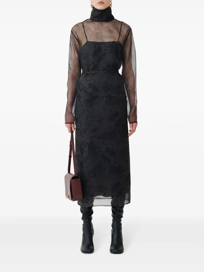 Printed Silk Midi Dress