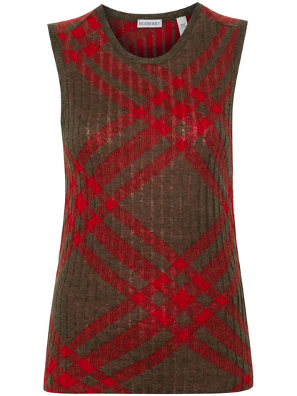 Check Wool Blend Tank Top