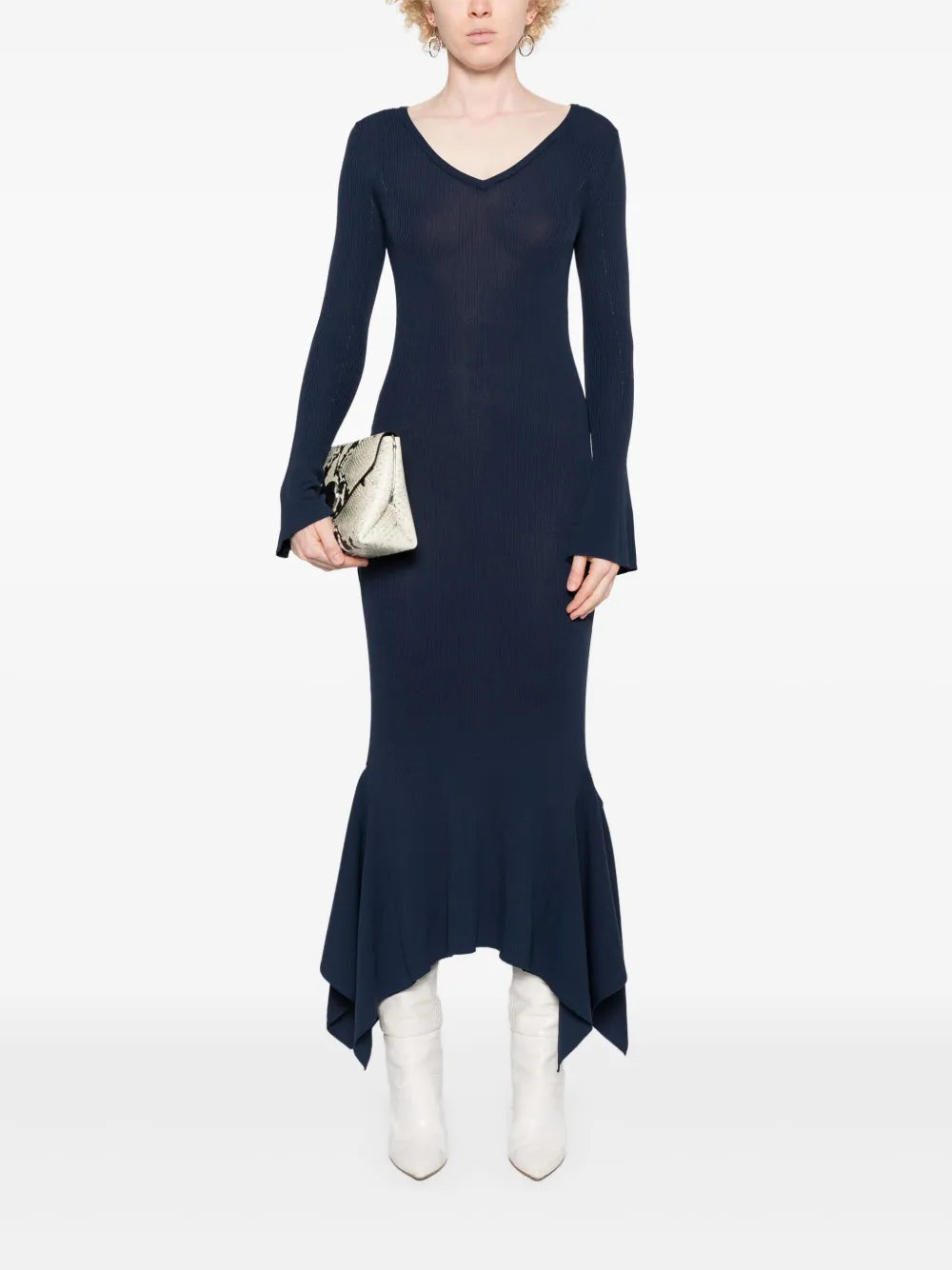 Belted Ruffled Midi Dress