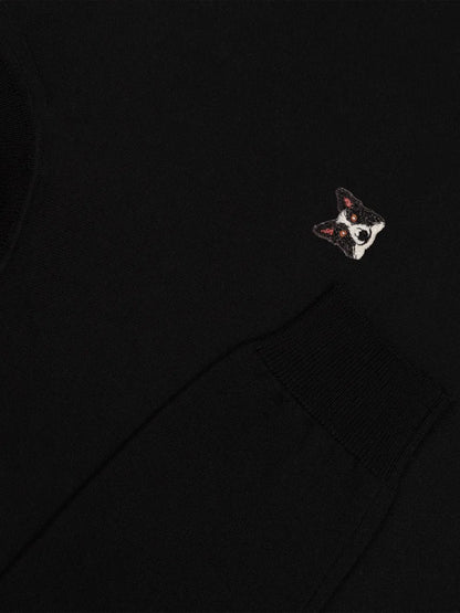 Border Collie Patch Roll Neck Jumper