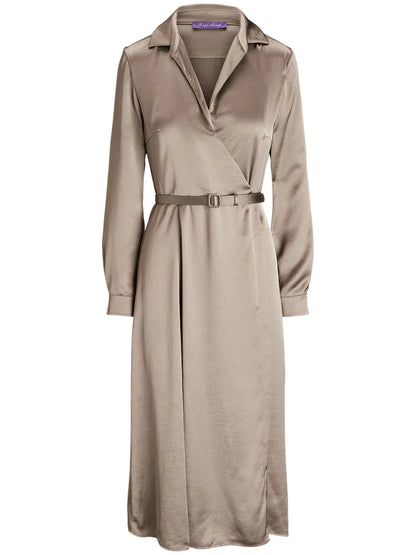 Washed Charmeuse Shirt Dress