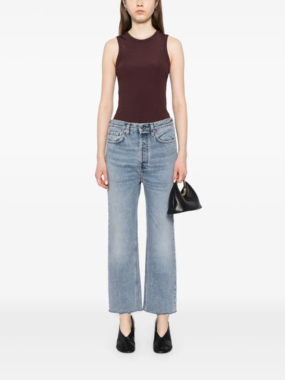 Whiskering-Effect Straight-Leg Jeans